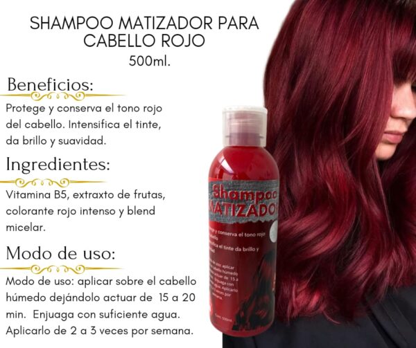 SHAMPOO MATIZADOR PARA CABELLO ROJO 500ml Productos DVITA