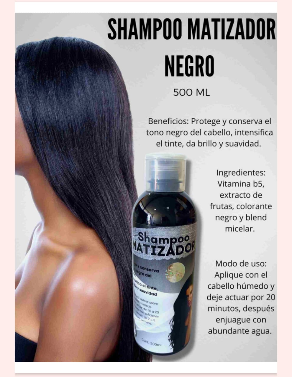 SHAMPOO MATIZADOR PARA CABELLO NEGRO 500ml